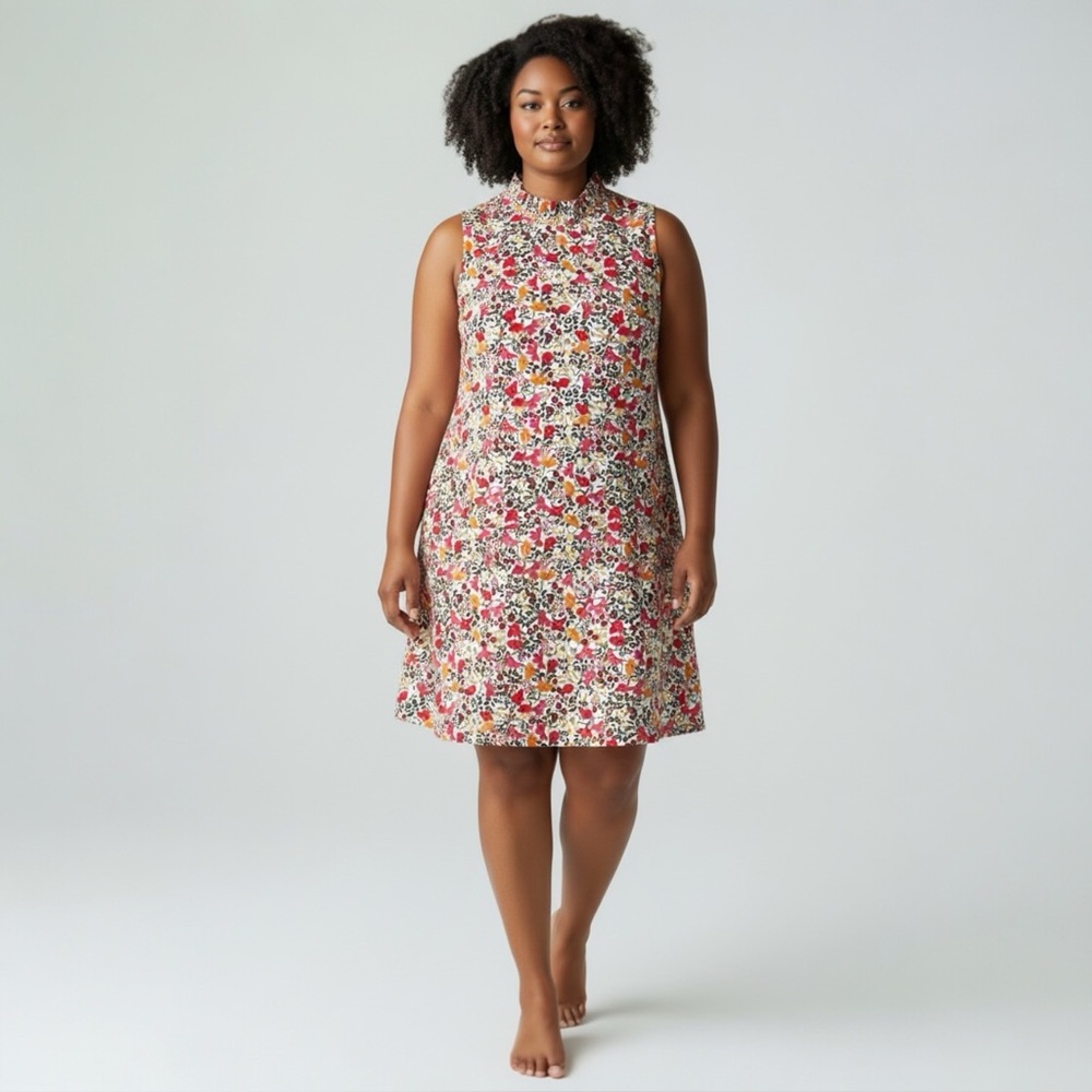 Draper James Lindsay Mini Dress XXL Linen Sleeveless Coneflowers Floral Pockets